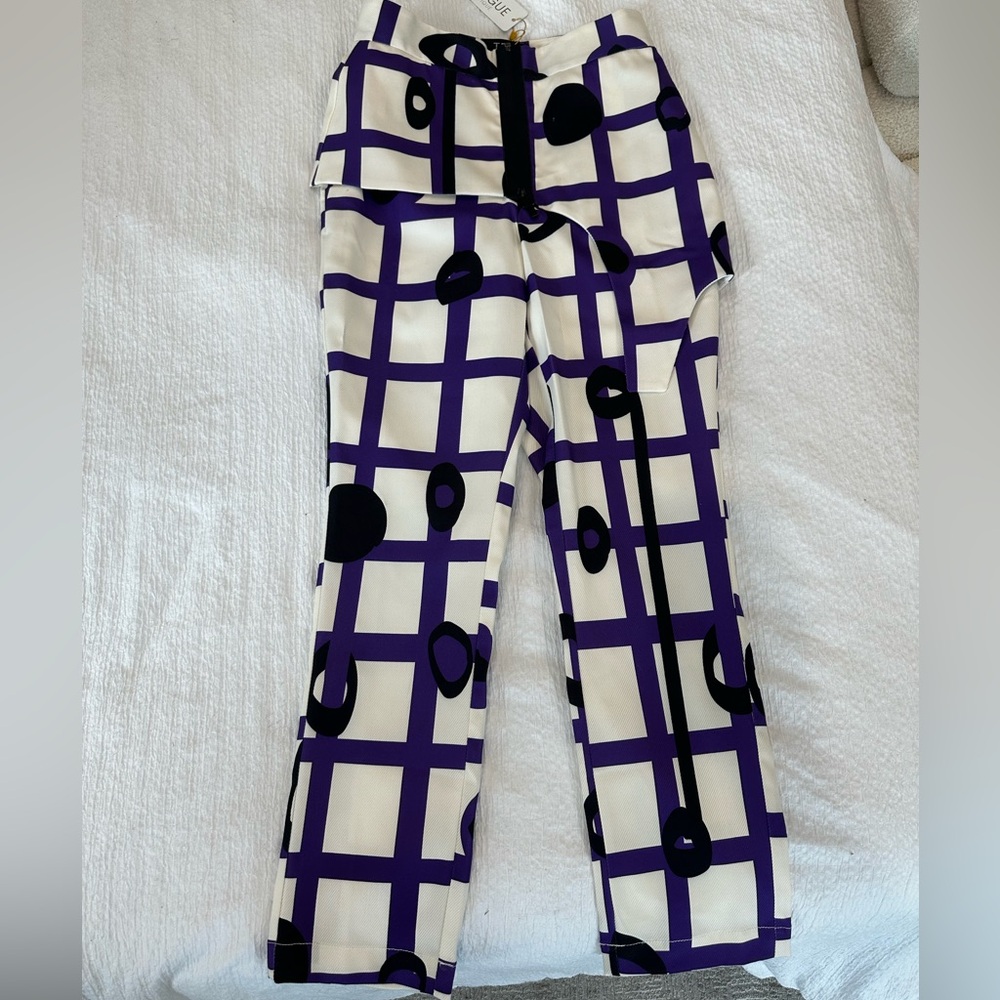 Stylish Purple and Black Checkered Women's Trousers